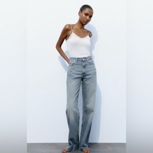 NWT ZARA HIGH RISE WIDE LEG JEANS